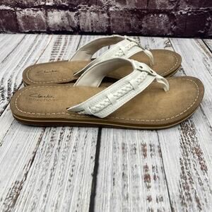 NWOB CLARKS COLLECTION Womens Fenner Nerice Flip Flop Size 10 White